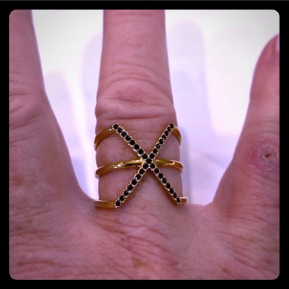 Stella & dot gold black cross ring accessories